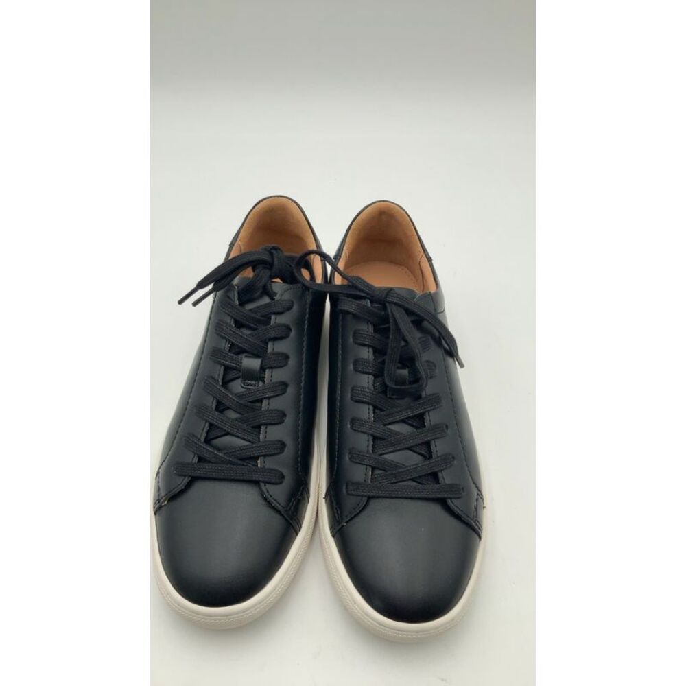Quince Black Leather Low-Top Sneakers with White Soles